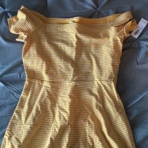 Yellow and white striped old navy dress